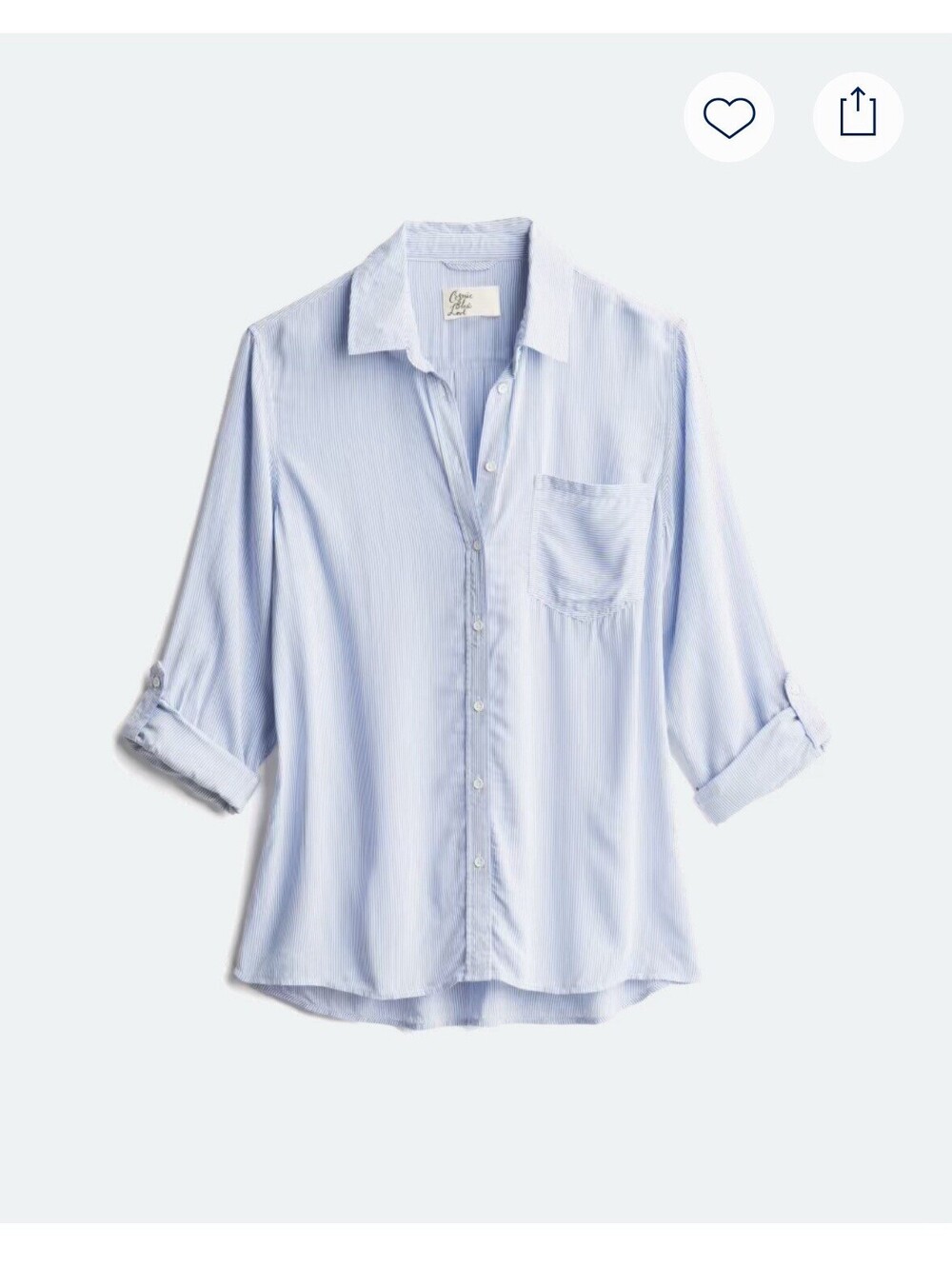 Cosmic Blue Love top XXL Roll Tab Long Sleeve Blue & White Stripe Tunic Shirt
